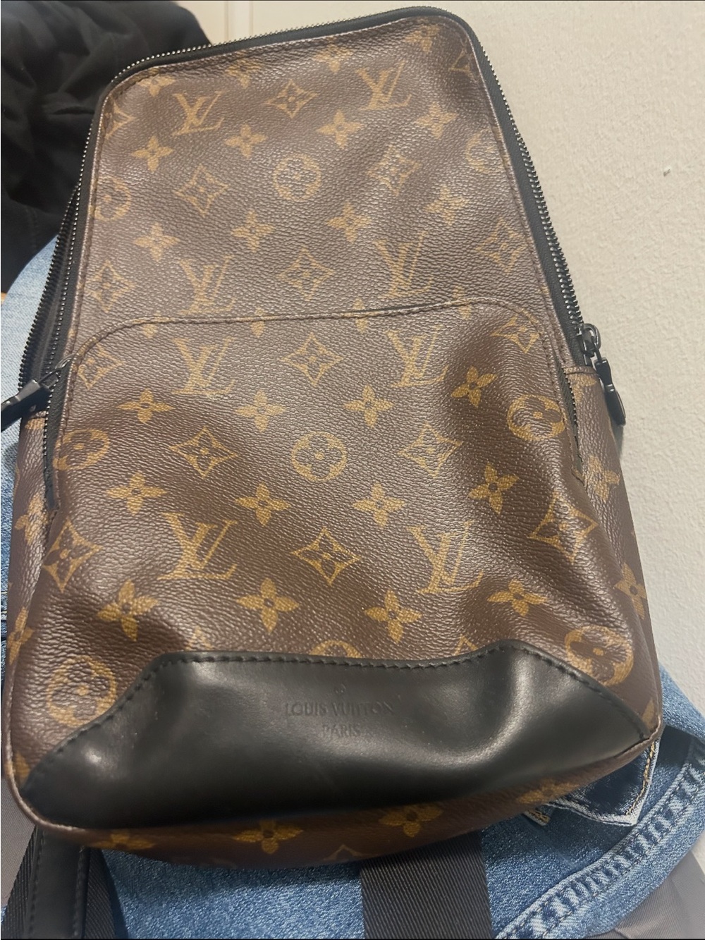 Louis Vuitton Monogram Crossbody Messenger in Brown and Black Trim